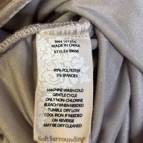 Soft surroundings Beige Velvet Button Down tunic Long Line Quiet Luxury Large - Picture 2 of 3